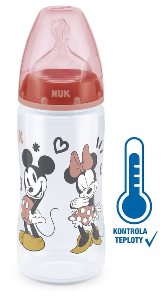 NUK FC+ fľaša Mickey s kontrolou teploty, 300 ml – červená