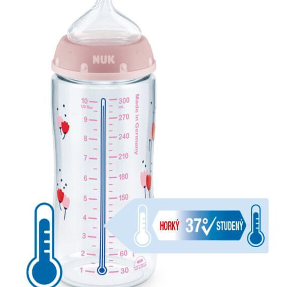 NUK FC+ fľaša Mickey s kontrolou teploty, 300 ml – červená