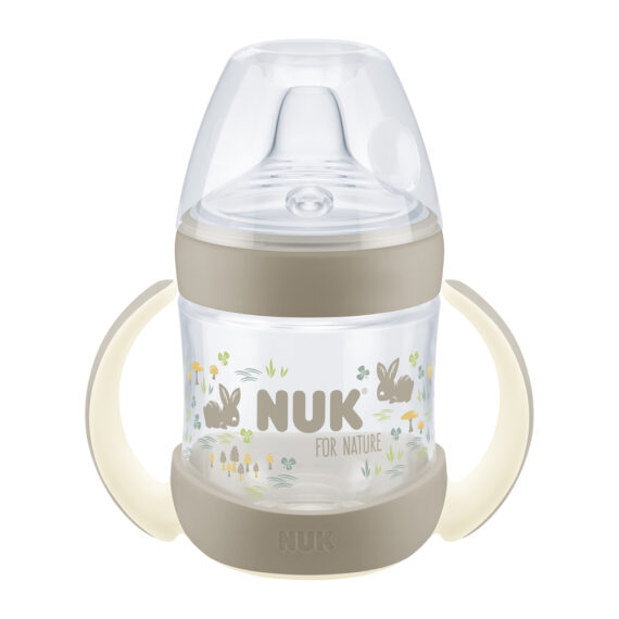 NUK Fľaša dojčenská For Nature na učenie s kontrolou teploty, hnedá 150 ml