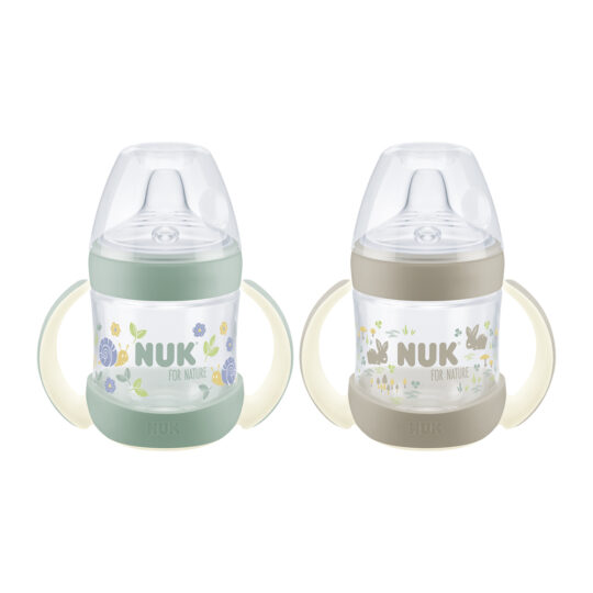 NUK Fľaša dojčenská For Nature na učenie s kontrolou teploty, hnedá 150 ml