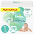 PAMPERS Harmonie Plienky jednorazové 1 (2-5 kg) 102 ks – MESAČNÁ ZÁSOBA