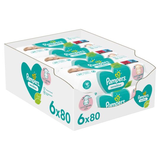 PAMPERS Sensitive XXL Vlhčené obrúsky 6×80 ks