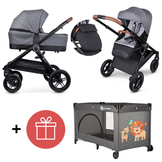 PETITE&MARS Kočík 2v1 Trails Ultimate Grey + PETITE&MARS Postieľka cest. Koot – Lion Grey ZADARMO