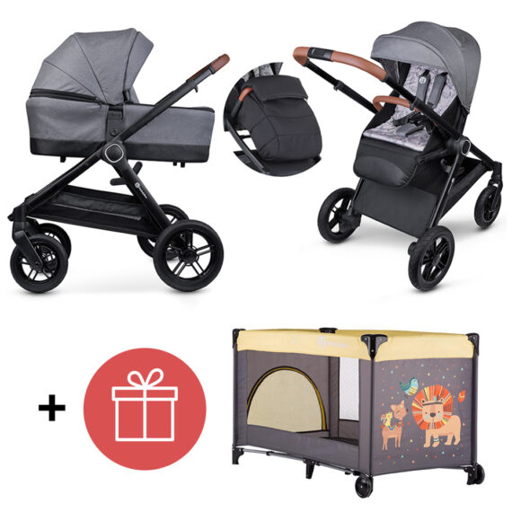 PETITE&MARS Kočík 2v1 Trails Ultimate Grey + PETITE&MARS Postieľka cest. Koot – Lion Yellow ZADARMO