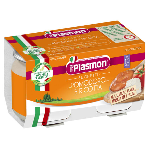 PLASMON Omáčka bezlepková paradajková s Ricottou 2x80g, 10m+