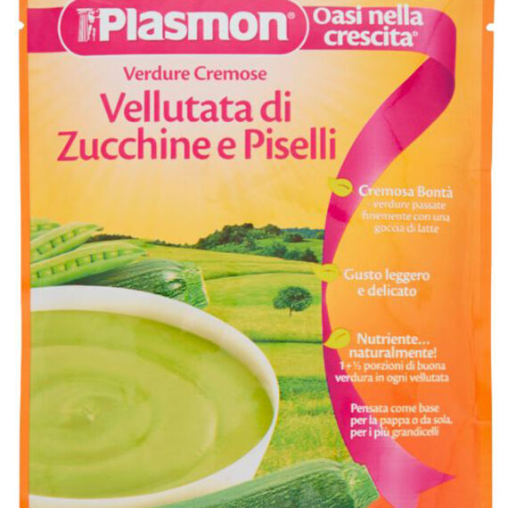PLASMON Polievka krémová bezlepková zeleninová s cuketou a hráškom 180g, 6m+