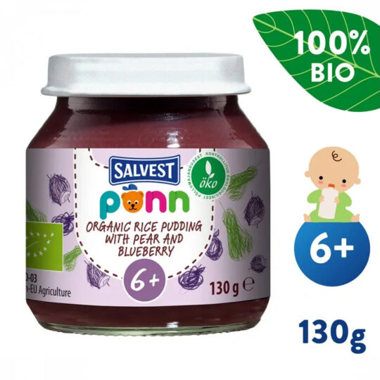 SALVEST Põnn BIO Pyré hruškovo-čučoriedkové s pšenom 130 g