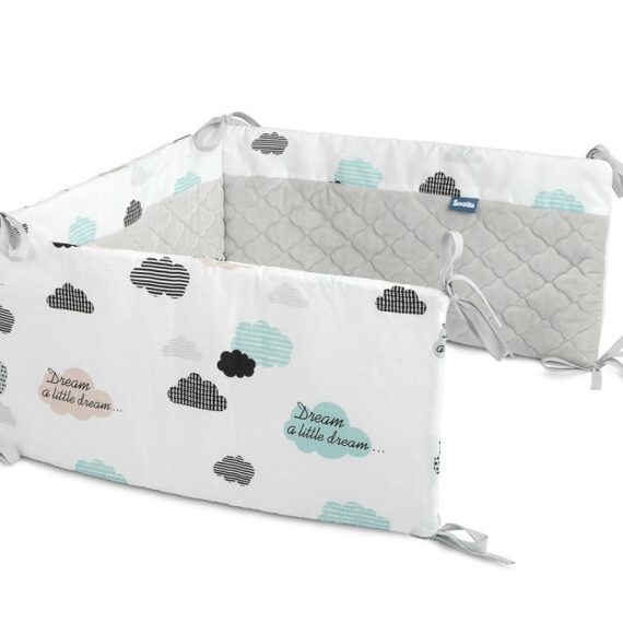 SENSILLO Mantinel do postieľky velvet CLOUDS PLUSH KARO 180×30 cm