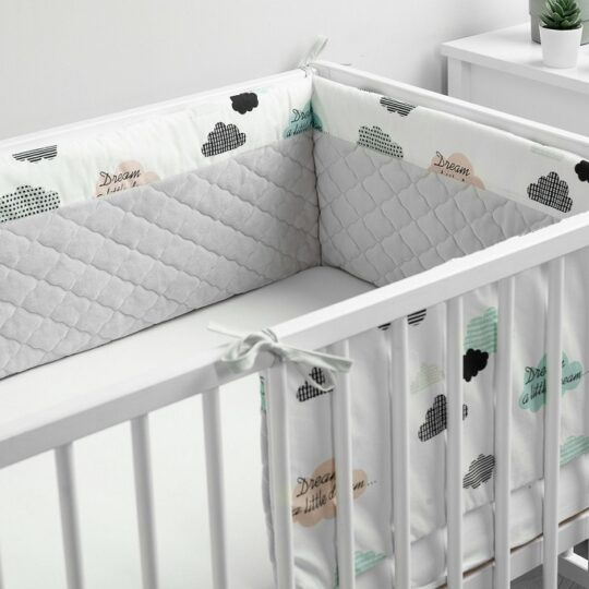 SENSILLO Mantinel do postieľky velvet CLOUDS PLUSH KARO 180×30 cm