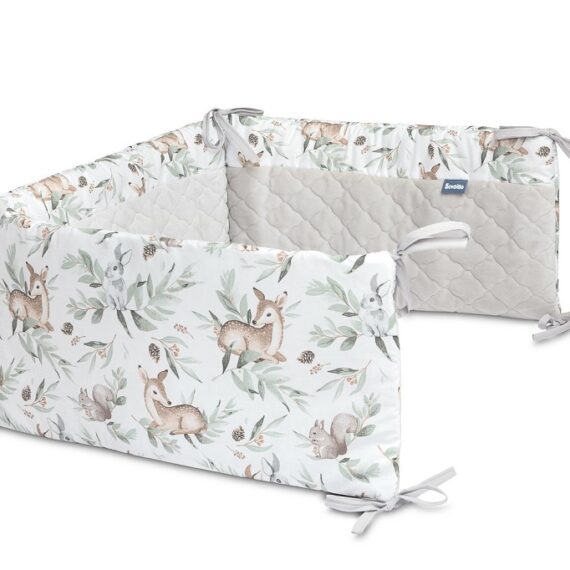 SENSILLO Mantinel do postieľky velvet DEERS GREY PLUSH KARO 180×30 cm