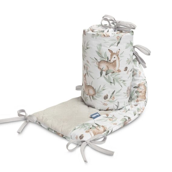 SENSILLO Mantinel do postieľky velvet DEERS GREY PLUSH KARO 180×30 cm
