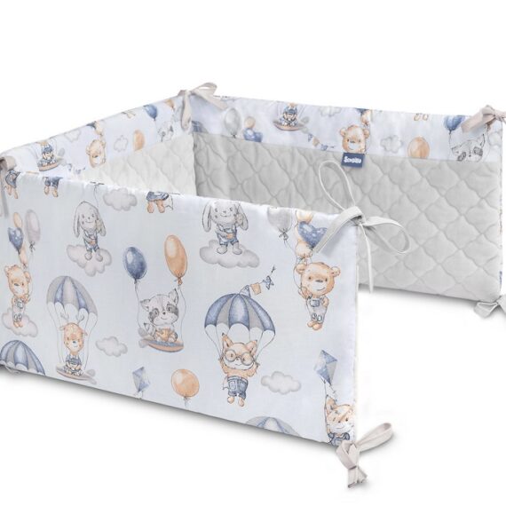 SENSILLO Mantinel do postieľky velvet FLIGHT IN CLOUDS PLUSH KARO 180×30 cm
