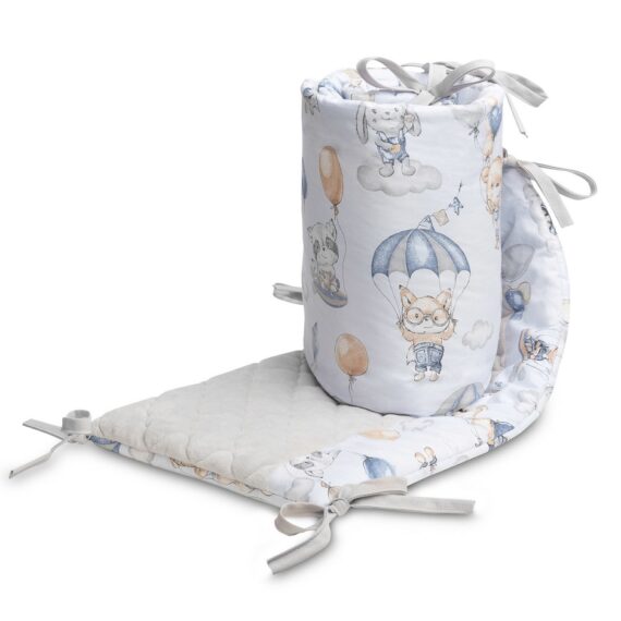 SENSILLO Mantinel do postieľky velvet FLIGHT IN CLOUDS PLUSH KARO 180×30 cm