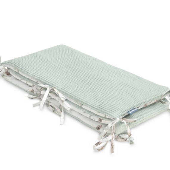 SENSILLO Mantinel do postieľky waffle DEERS MINT 180×30 cm