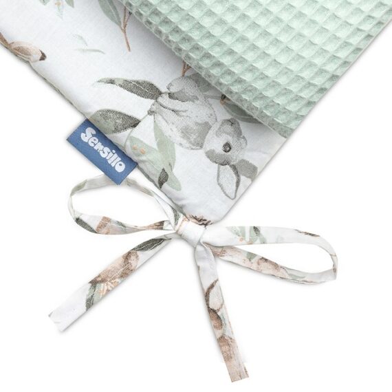 SENSILLO Mantinel do postieľky waffle DEERS MINT 180×30 cm