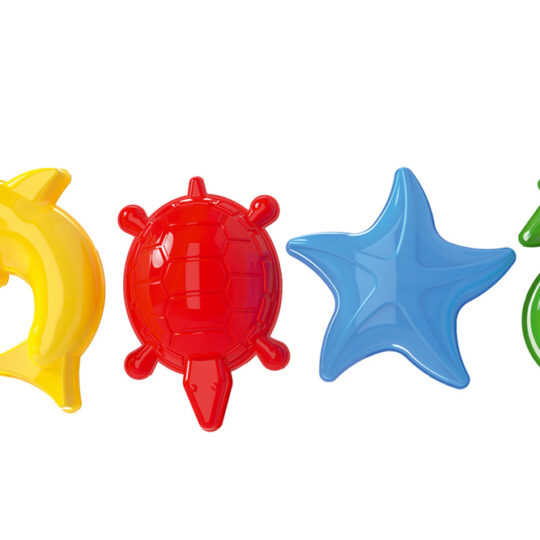 TEDDIES Formičky Bábovky na piesok morské zvieratká 4 ks, 12m+