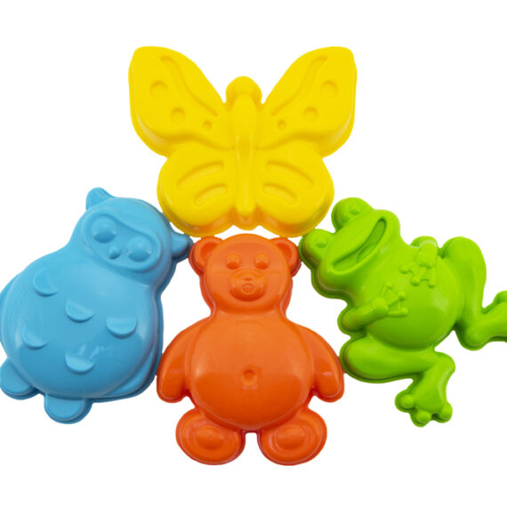 TEDDIES Formičky Bábovky na piesok zvieratká 4 ks, 12m+