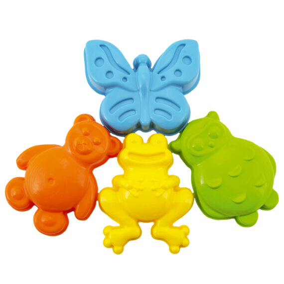 TEDDIES Formičky Bábovky na piesok zvieratká 4 ks, 12m+