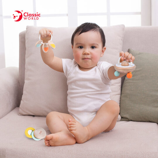 TEDDIES Hrkálka makrónky drevo/plast 6m+