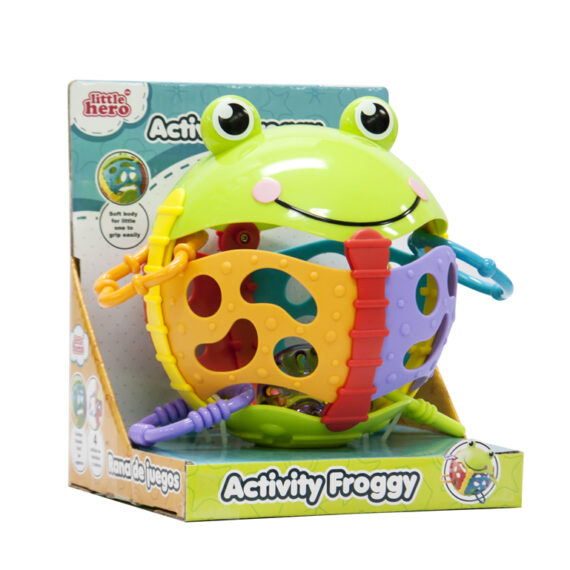 TEDDIES Hrkálka žabka plast s krúžkami 6m+
