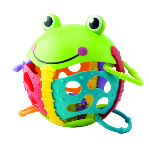 TEDDIES Hrkálka žabka plast s krúžkami 6m+