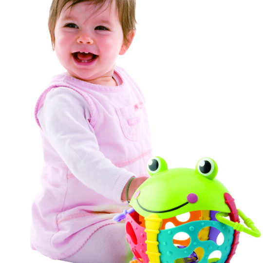 TEDDIES Hrkálka žabka plast s krúžkami 6m+