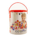 TEDDIES Kocky stavebnica drevo 100 ks + vkladačka 12m+