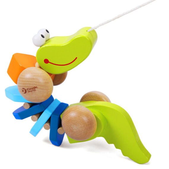 TEDDIES Krokodíl ťahací drevený 12m+