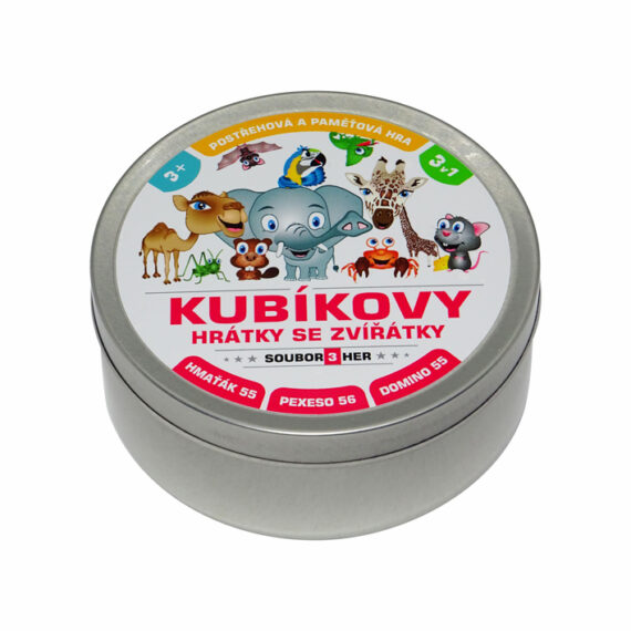 TEDDIES Kubíkove hry so zvieratkami 3v1 v plechovej krabičke