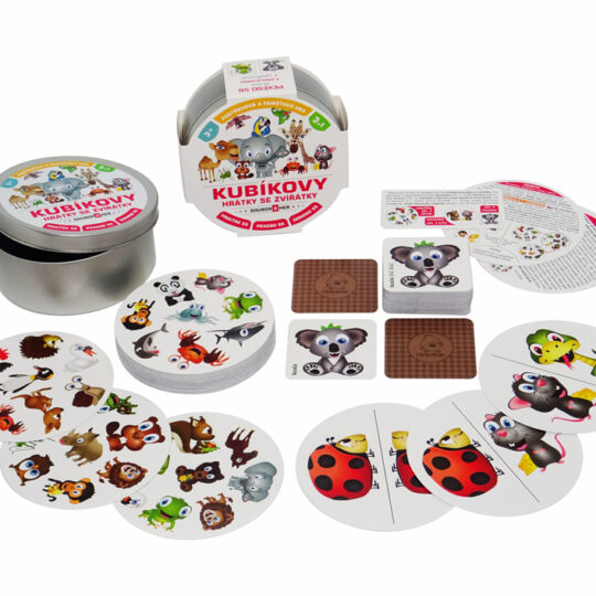 TEDDIES Kubíkove hry so zvieratkami 3v1 v plechovej krabičke
