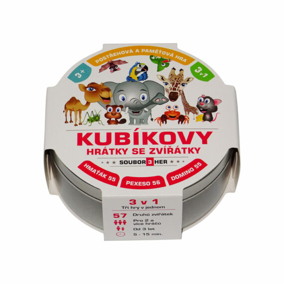 TEDDIES Kubíkove hry so zvieratkami 3v1 v plechovej krabičke