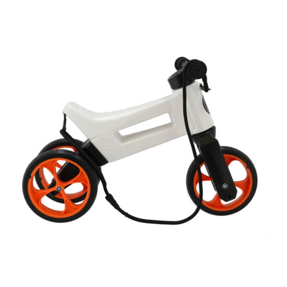 TEDDIES Odrážadlo Funny wheels Rider SuperSport biele/oranžová 2v1+popruh