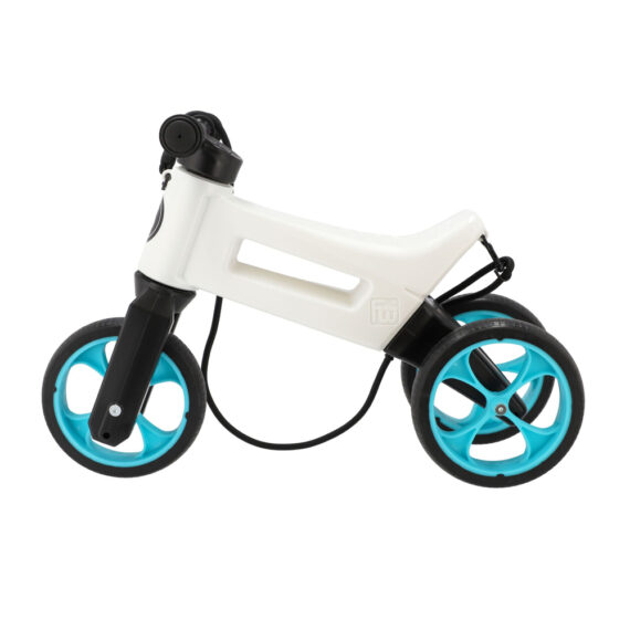 TEDDIES Odrážadlo Funny wheels Rider SuperSport biele/tyrkys 2v1+popruh