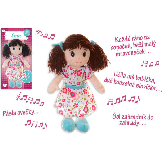 TEDDIES Bábika Ema handrová 40 cm česky hovoriaca a spievajúca