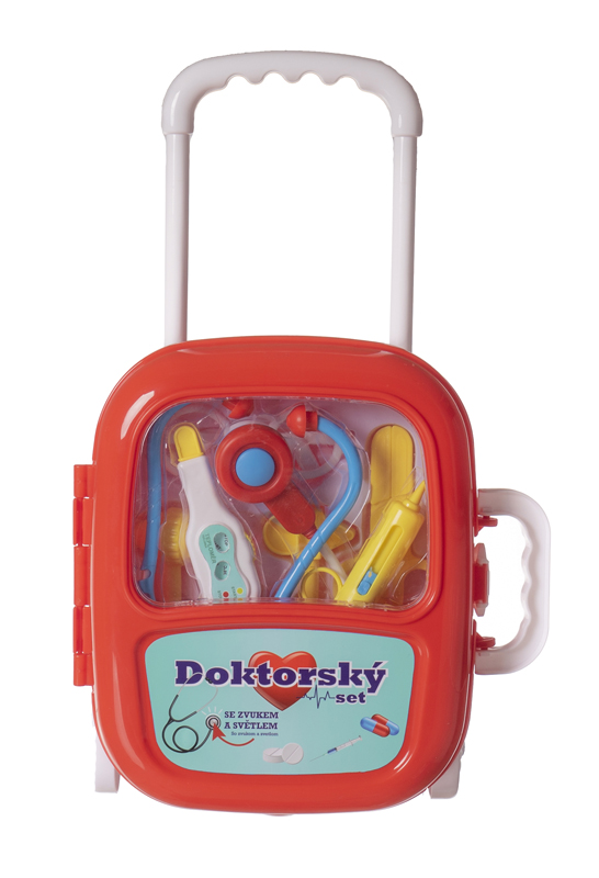 TEDDIES Sada doktor/lekár plast sa stetoskopom v plastovom kufríku na kolieskach