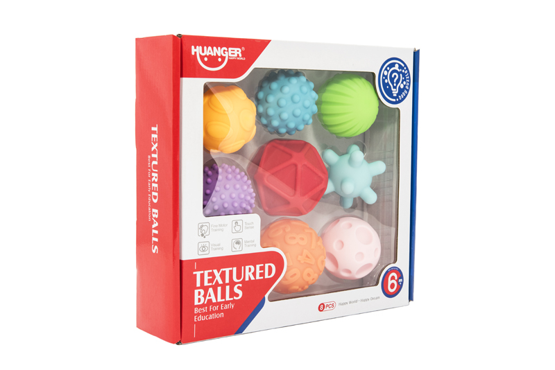 TEDDIES Sada loptičiek 8 ks s textúrou gumové 6-7 cm, 6m+