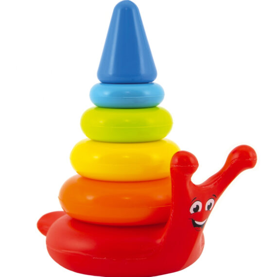 TEDDIES Skladačka pyramída krúžky slimák 6 ks, 12m+