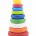 TEDDIES Skladačka pyramída s krúžkami mix so žltou, 12m+