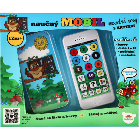 TEDDIES Telefón náučný mobilný s krytom Múdra sova, 12m+