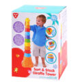 TEDDIES Vkladačka + kubus pyramída žirafa 2v1 12m+