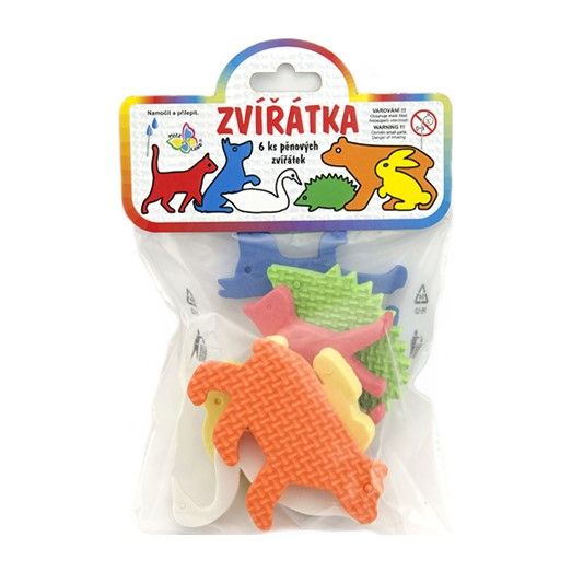 TEDDIES Vodolepky Pěnové dílky zvířátka pěna 6 dílků v sáčku 14x20x4 cm