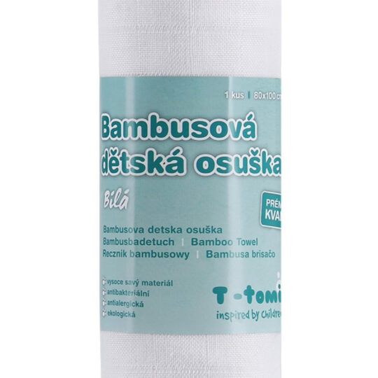 T-TOMI Osuška bambusová BIO 100×80 cm, biela