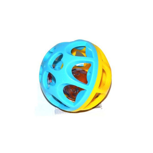 WIKY Míč s chrastítkem 9 cm – modro-žlutý