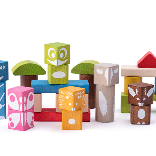 WOODY Kocky farebné s potlačou 26 ks – 3,3 cm