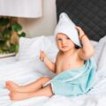 BABYONO Osuška s kapucňou froté modrá 100×100 cm