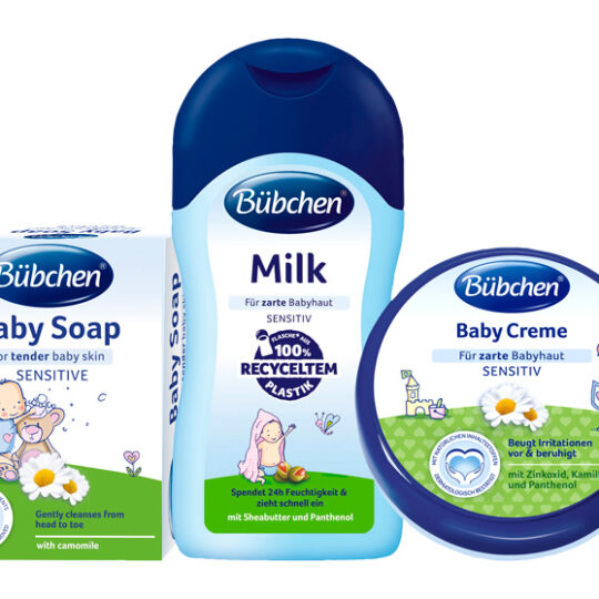 BÜBCHEN Set starostlivosť o pokožku Baby krém 150 ml+ Baby mlieko 200 ml+ Baby mydlo 125 g