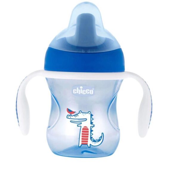 CHICCO Hrnček Trénujeme s držadlami 200 ml modrý 6m+