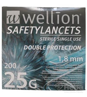 Wellion SAFETYLANCETS 25G - Lanceta bezpečnostná