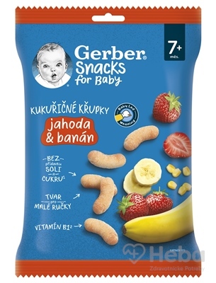 Gerber Snacks Kukuričné CHRUMKY Jahoda a banán