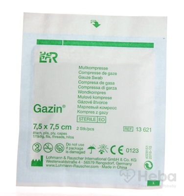 GAZIN KOMPRESY GÁZOVÉ STERILNÉ 7,5x7,5 cm